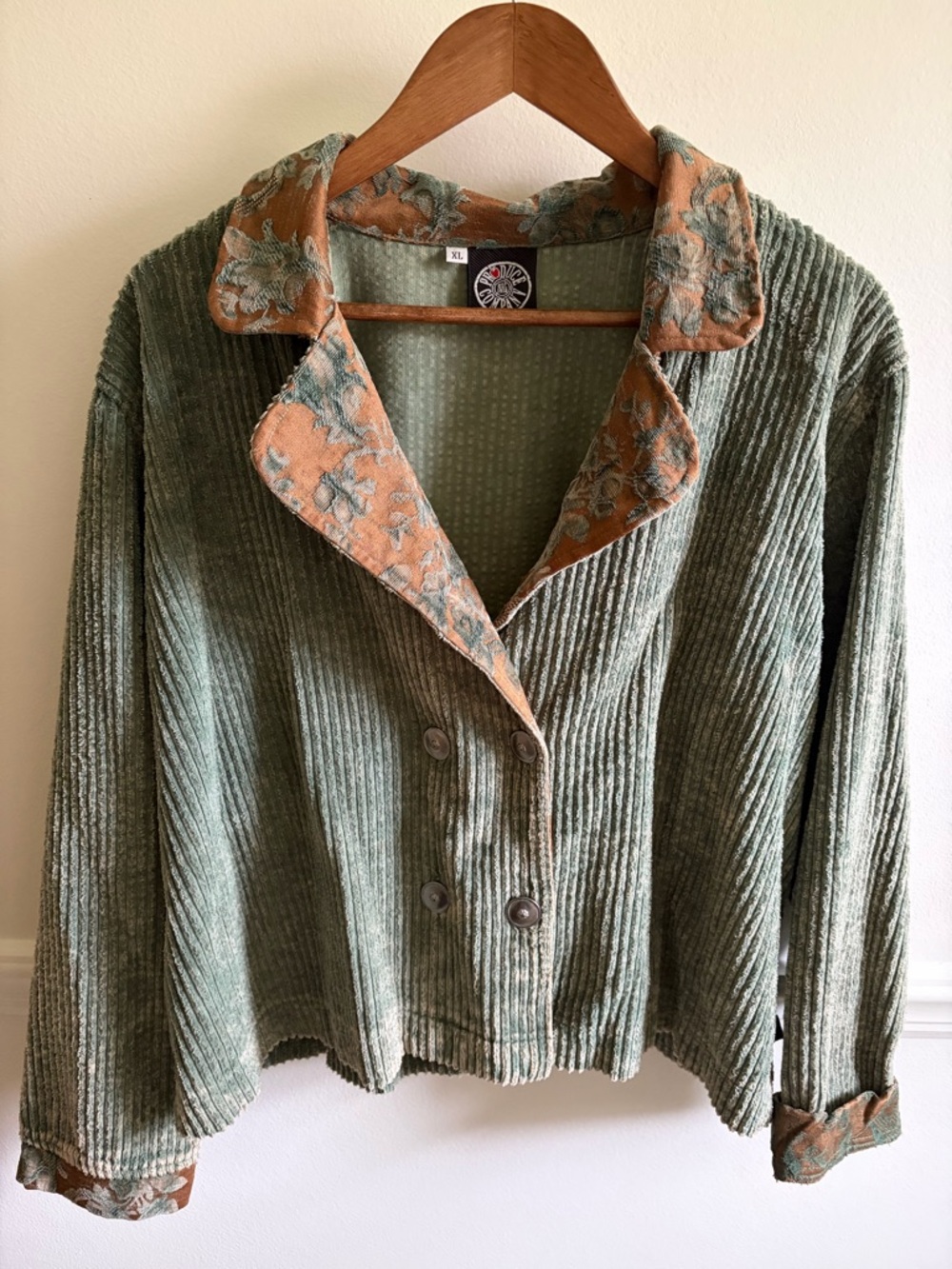 Vintage Produce Company Shabby Chic Corduroy Tapestry 90s Boho Jacket